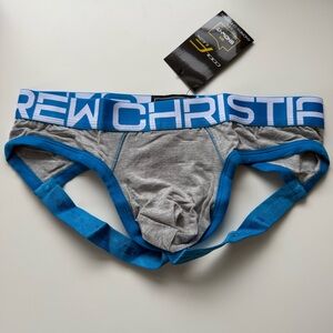 Andrew Christian jock cool flex jockstrap gray blue Small 28 29 30 31 gay NWT